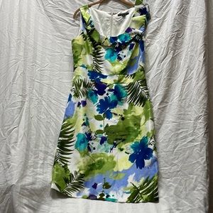 Isabella DeMarco flora & fauna multicolor lined scoop neck sleeveless dress